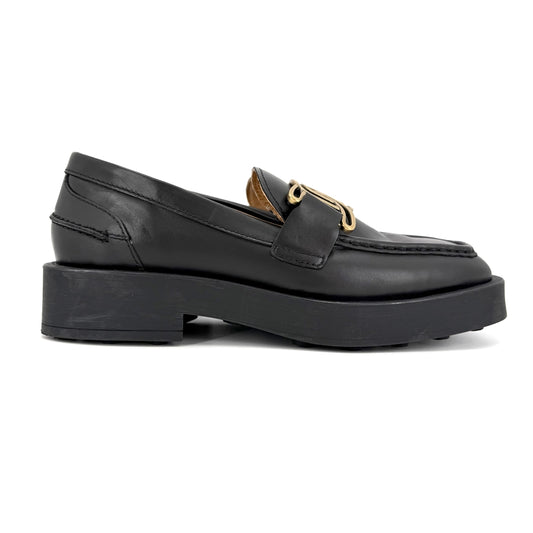TOD’S トッズ ローファー ケイト 革靴 38サイズ 約25cm レザー ブラック 黒 ゴールド金具 レディース【中古品】