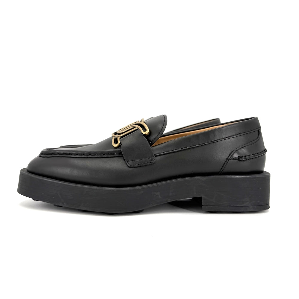 TOD’S トッズ ローファー ケイト 革靴 38サイズ 約25cm レザー ブラック 黒 ゴールド金具 レディース【中古品】