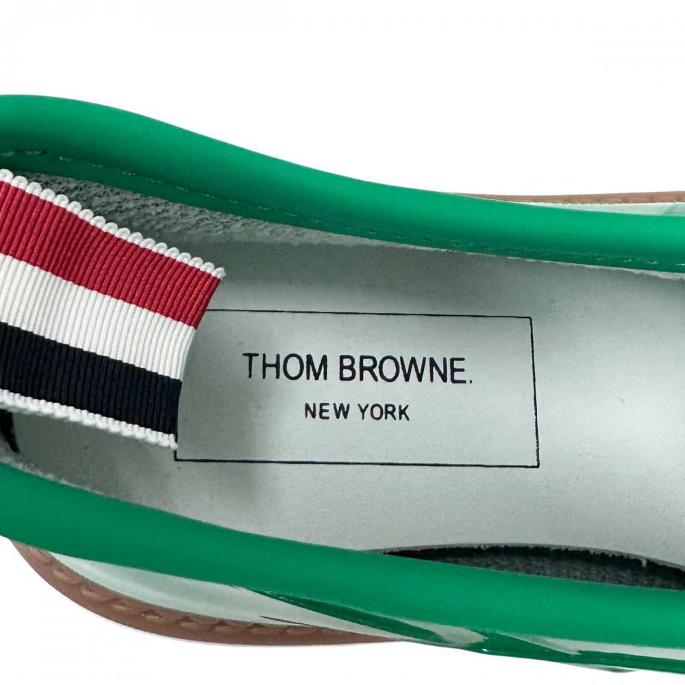 THOM BROWNE トムブラウン ブーツ トリコロール ガーデンブーツ ショートブーツ ラバー グリーン 緑 レディース 約2055g【中古品】