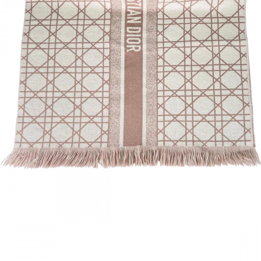 Christian Dior クリスチャンディオール マフラー カナージュ ロゴ 31CAN205I005 カシミヤ ウール ピンク ホワイト 白 レディース 約290g【中古品】