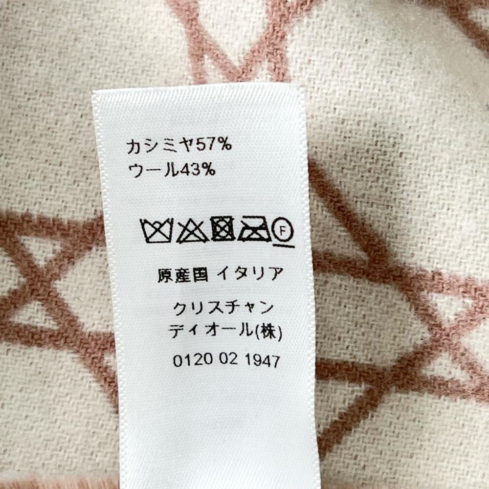 Christian Dior クリスチャンディオール マフラー カナージュ ロゴ 31CAN205I005 カシミヤ ウール ピンク ホワイト 白 レディース 約290g【中古品】