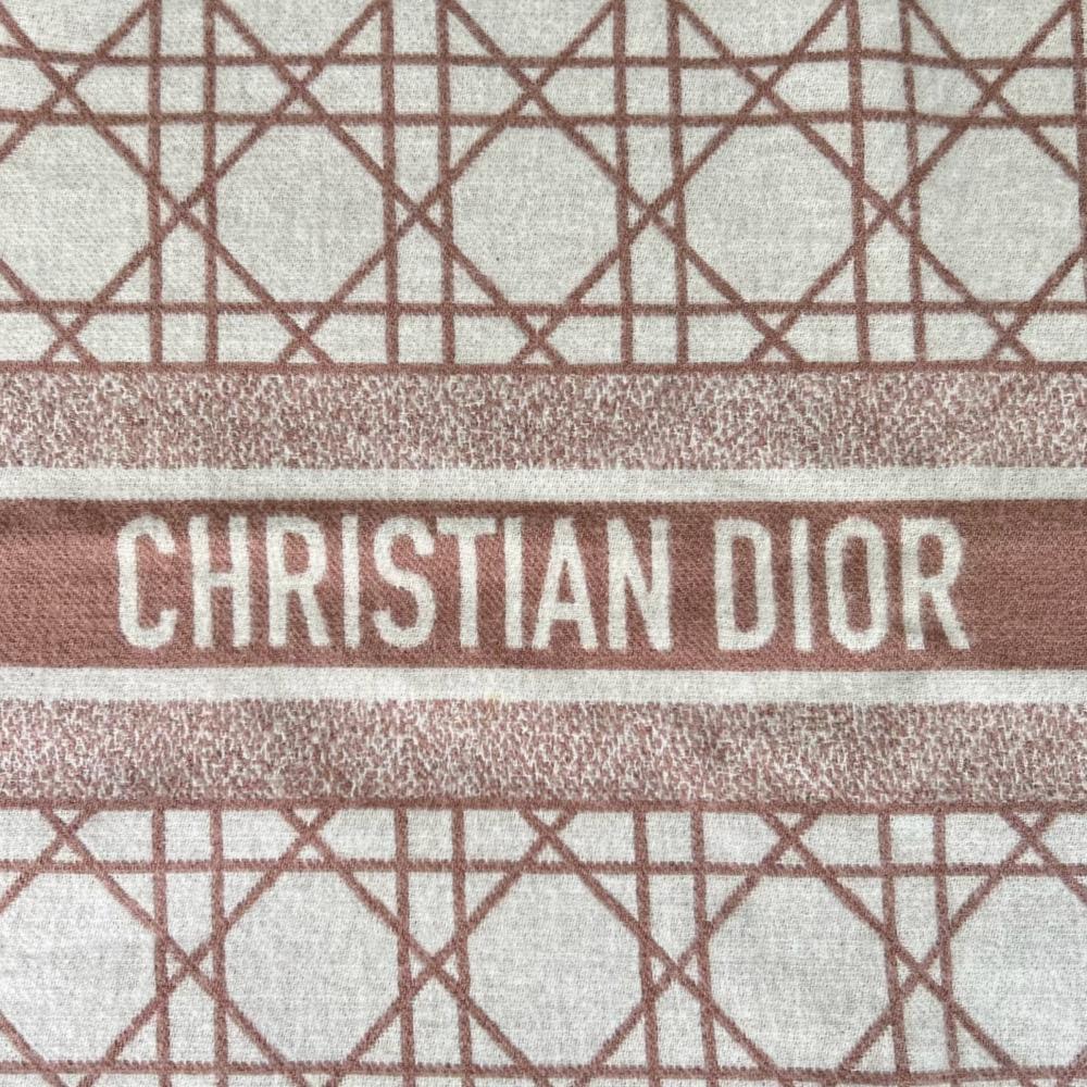 Christian Dior クリスチャンディオール マフラー カナージュ ロゴ 31CAN205I005 カシミヤ ウール ピンク ホワイト 白 レディース 約290g【中古品】