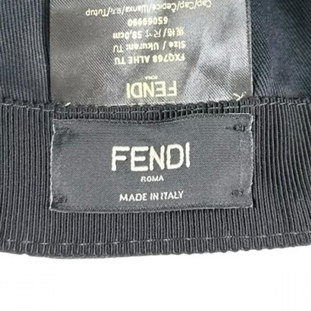 FENDI フェンディ キャップ FFジャガードファブリック ベースボールキャップ FXQ768 グレー シルバー金具 メンズ 約95g【中古品】