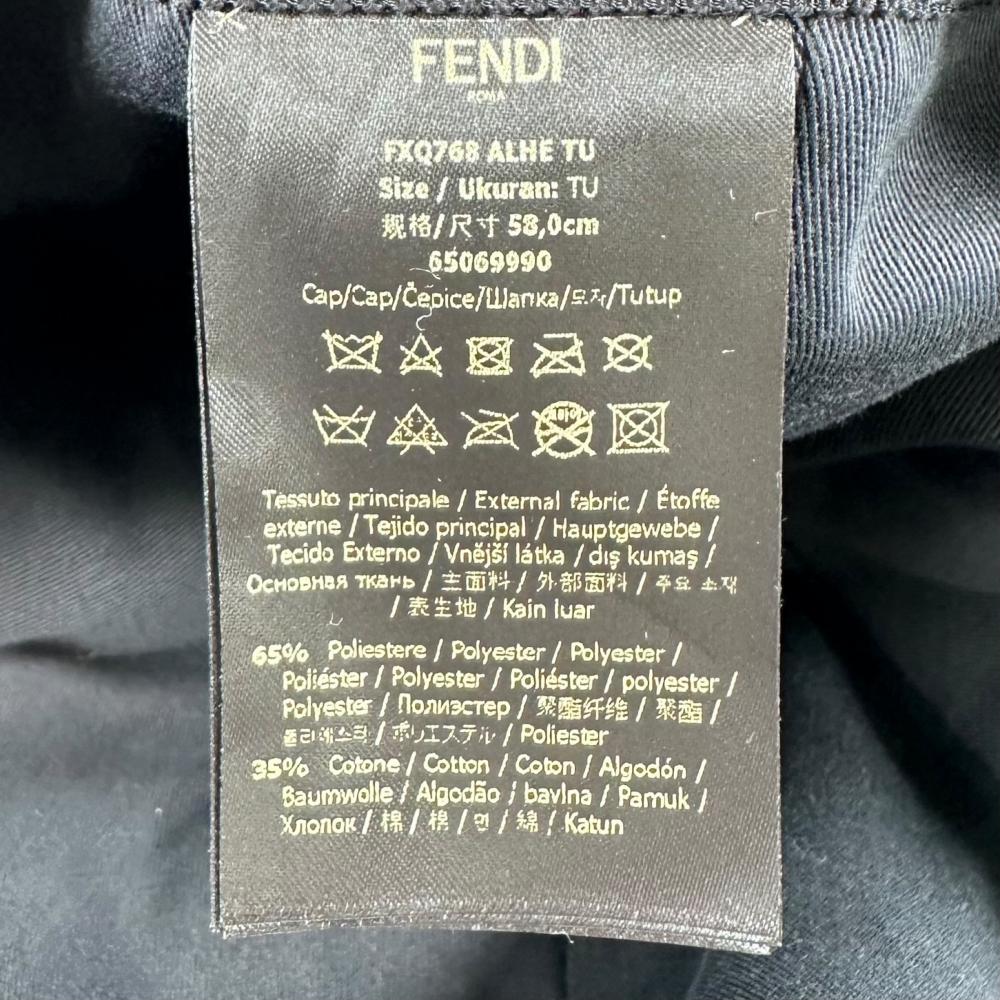 FENDI フェンディ キャップ FFジャガードファブリック ベースボールキャップ FXQ768 グレー シルバー金具 メンズ 約95g【中古品】