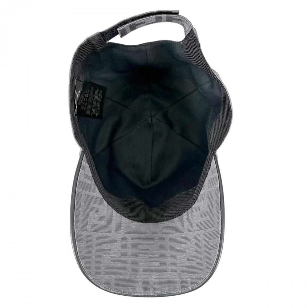 FENDI フェンディ キャップ FFジャガードファブリック ベースボールキャップ FXQ768 グレー シルバー金具 メンズ 約95g【中古品】