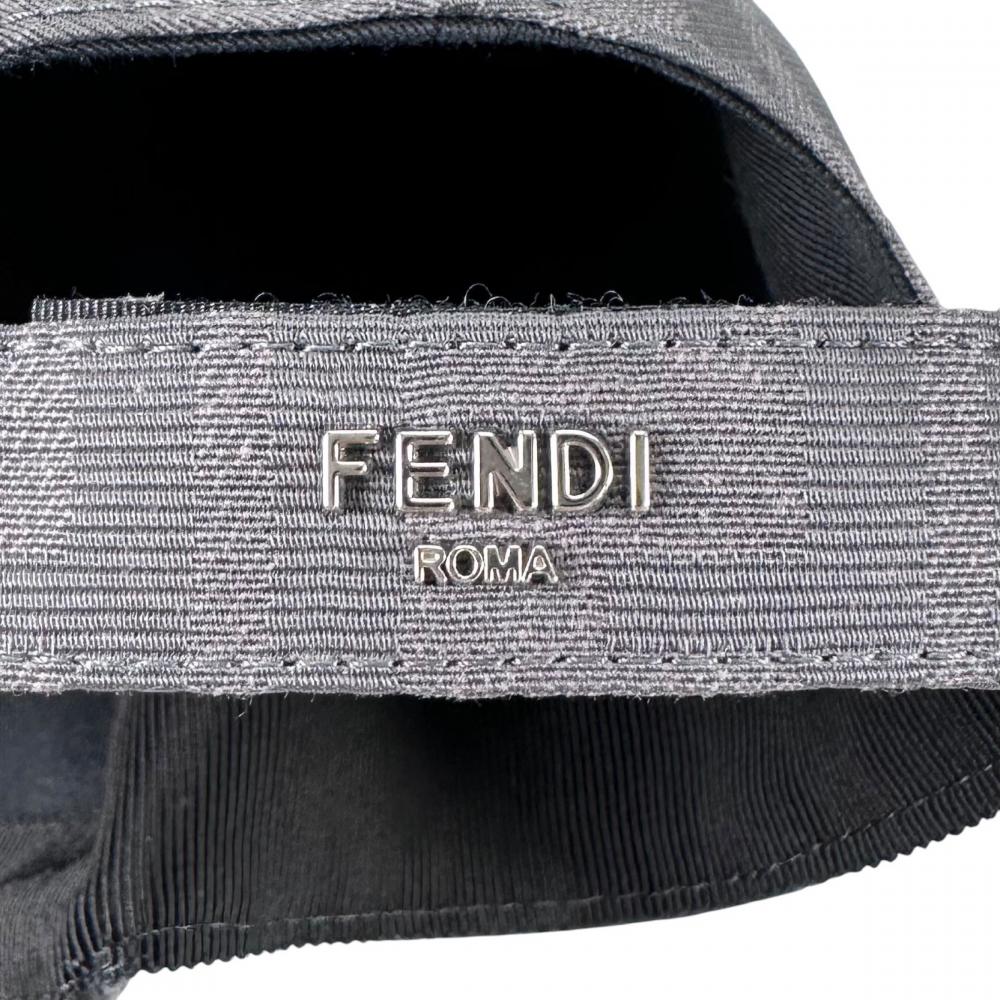 FENDI フェンディ キャップ FFジャガードファブリック ベースボールキャップ FXQ768 グレー シルバー金具 メンズ 約95g【中古品】
