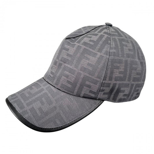 FENDI フェンディ キャップ FFジャガードファブリック ベースボールキャップ FXQ768 グレー シルバー金具 メンズ 約95g【中古品】