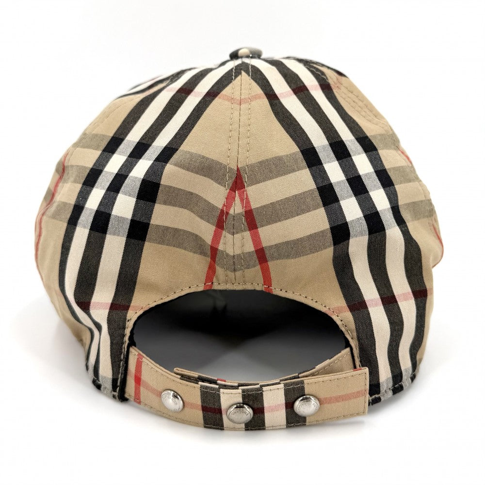 BURBERRY バーバリー キャップ ヴィンテージチェック ベースボールキャップ TBロゴ ファッションアイテム XLサイズ アパレル 帽子 8038504 コットン ベージュ シルバー金具 メンズ【中古品】
