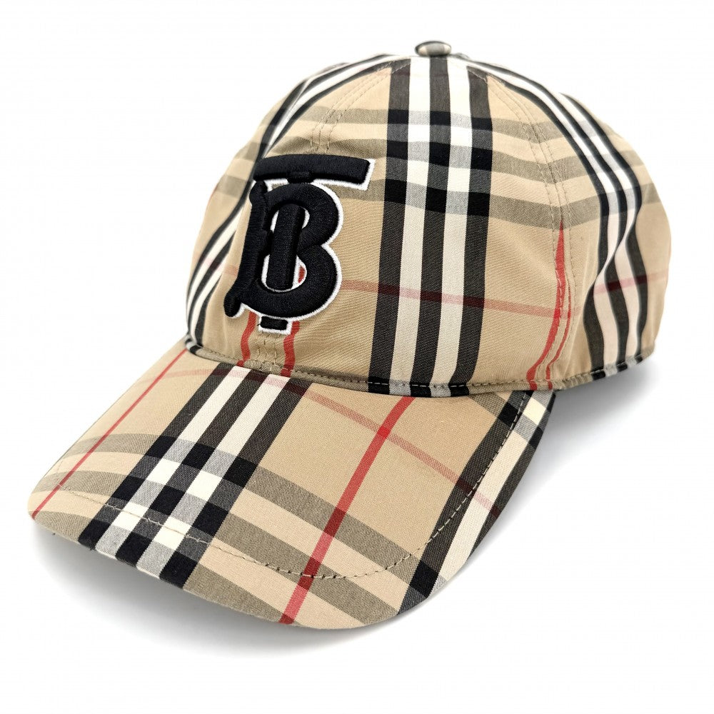 BURBERRY バーバリー キャップ ヴィンテージチェック ベースボールキャップ TBロゴ ファッションアイテム XLサイズ アパレル 帽子 8038504 コットン ベージュ シルバー金具 メンズ【中古品】