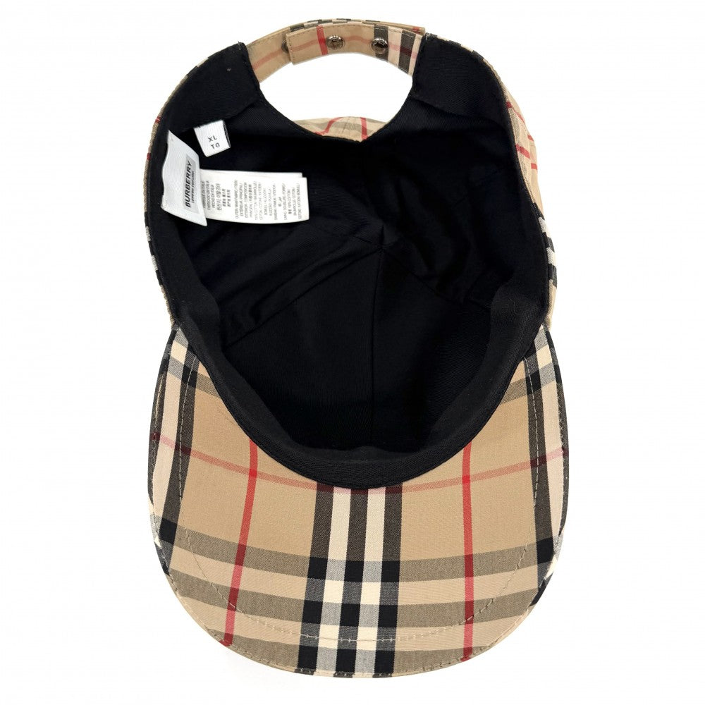 BURBERRY バーバリー キャップ ヴィンテージチェック ベースボールキャップ TBロゴ ファッションアイテム XLサイズ アパレル 帽子 8038504 コットン ベージュ シルバー金具 メンズ【中古品】