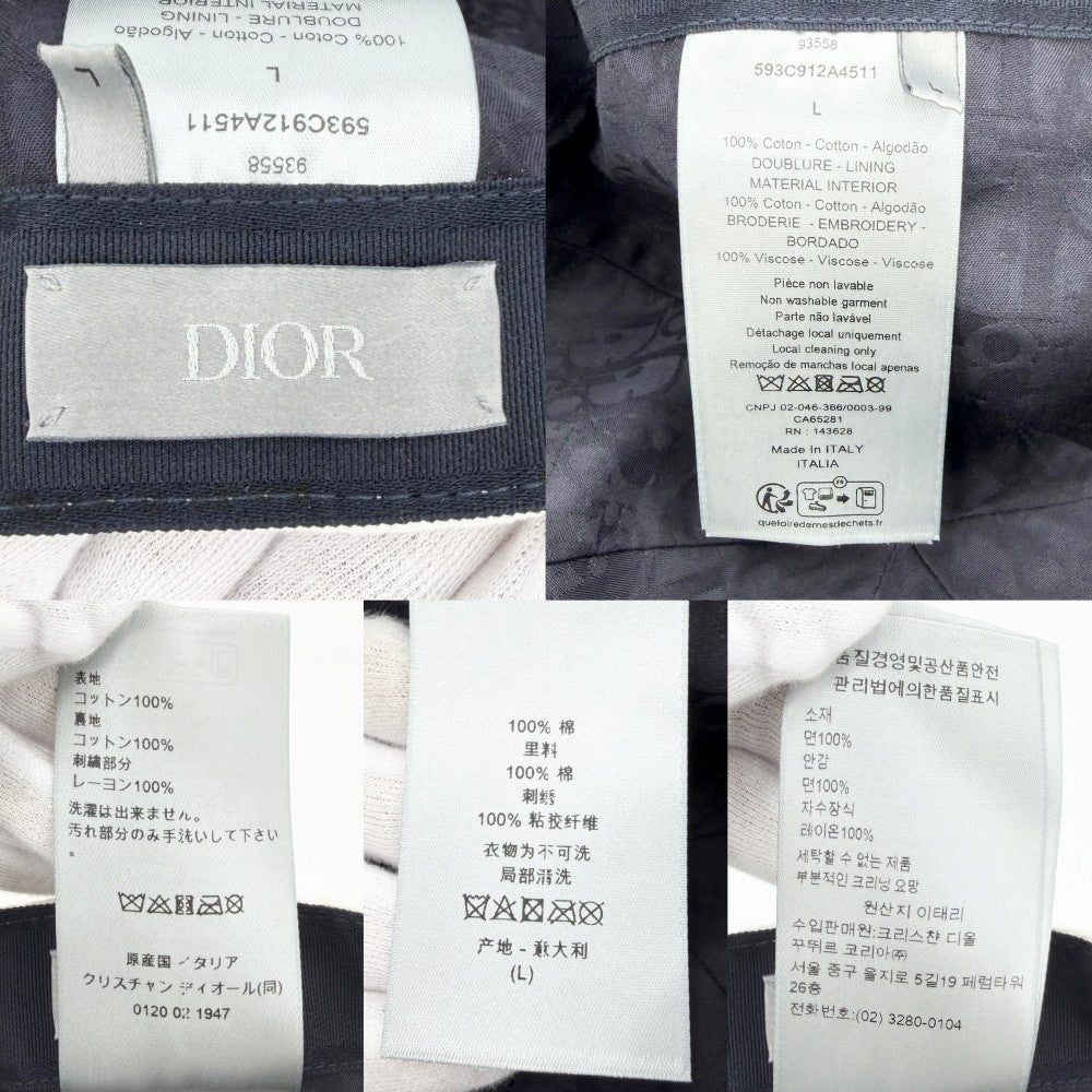 Dior ディオール 帽子 センター ディオール オブリーク ベースボールキャップ ロゴ刺繍 Lサイズ ファッションアイテム コットン ホワイト 白 メンズ【中古品】