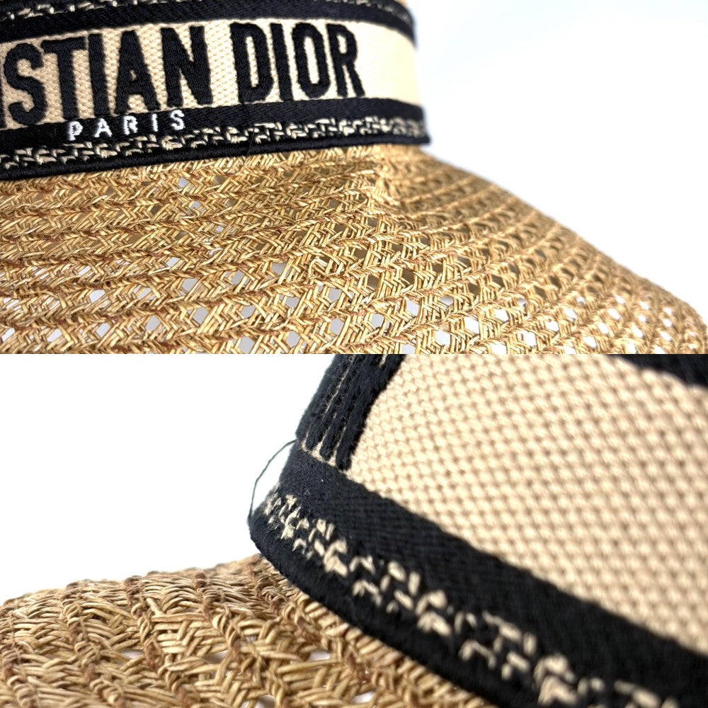Christian Dior クリスチャンディオール ハット ストローハット 麦わら帽子 ファッションアイテム アパレル 56サイズ 34DBP924G153 春 夏 植物繊維 ポリエステル ベージュ レディース【中古品】