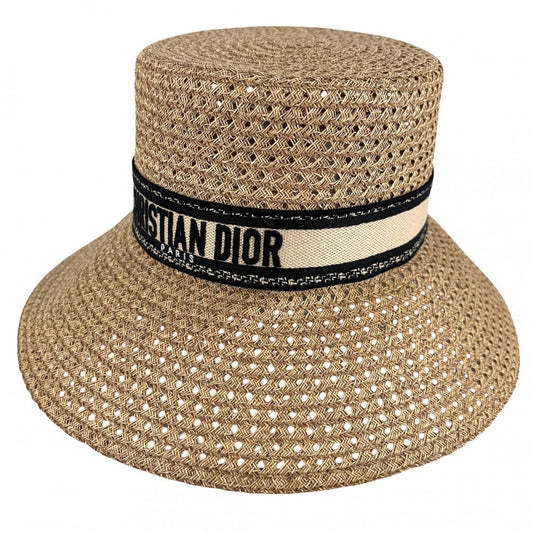 Christian Dior クリスチャンディオール ハット ストローハット 麦わら帽子 ファッションアイテム アパレル 56サイズ 34DBP924G153 春 夏 植物繊維 ポリエステル ベージュ レディース【中古品】