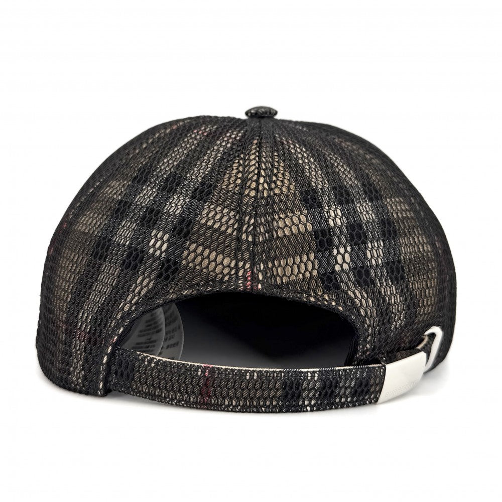 BURBERRY バーバリー キャップ ノバチェック メッシュ 帽子 ファッションアイテム アパレル Lサイズ 8065590 ポリエステル ブラック 黒 ベージュ シルバー金具 メンズ【中古品】