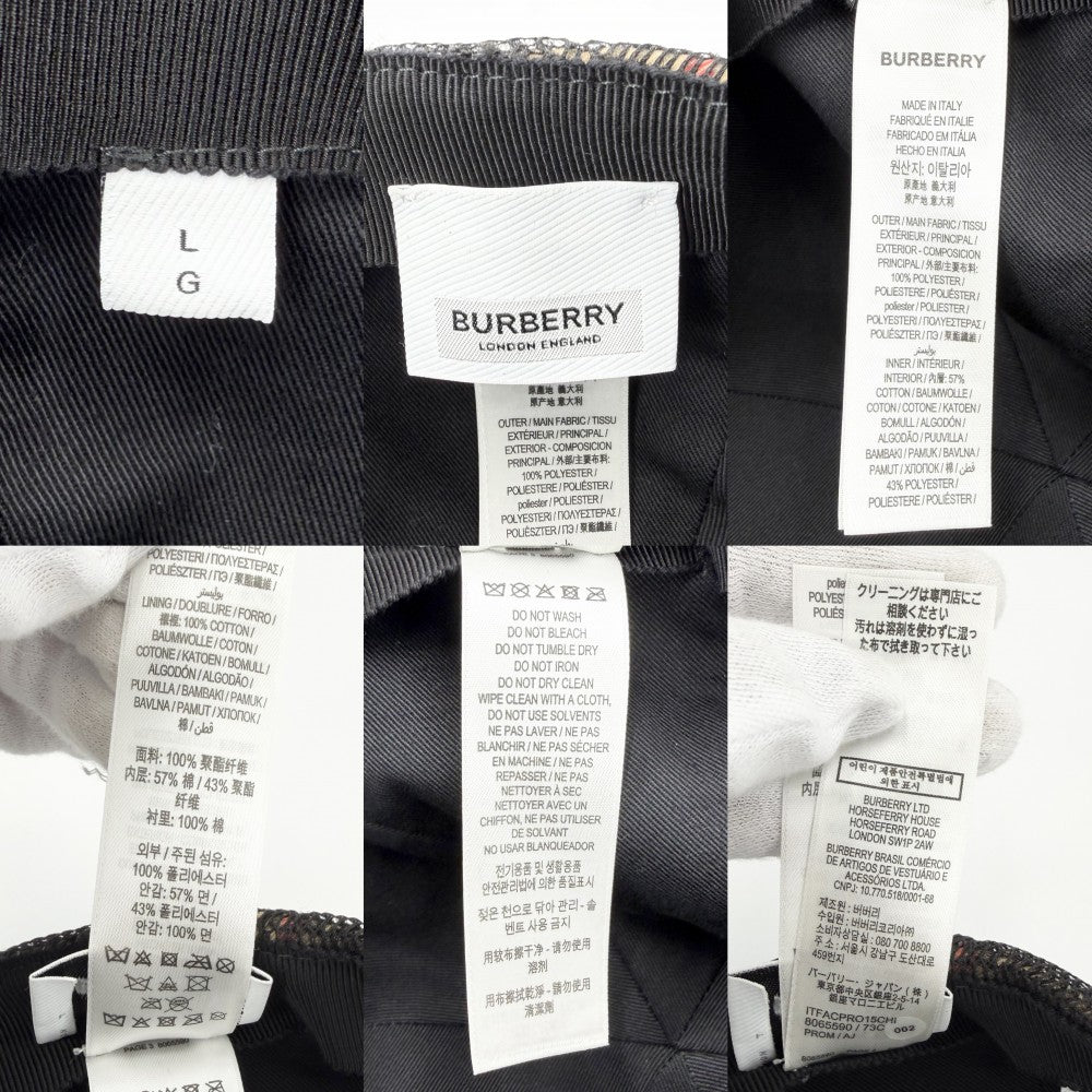 BURBERRY バーバリー キャップ ノバチェック メッシュ 帽子 ファッションアイテム アパレル Lサイズ 8065590 ポリエステル ブラック 黒 ベージュ シルバー金具 メンズ【中古品】