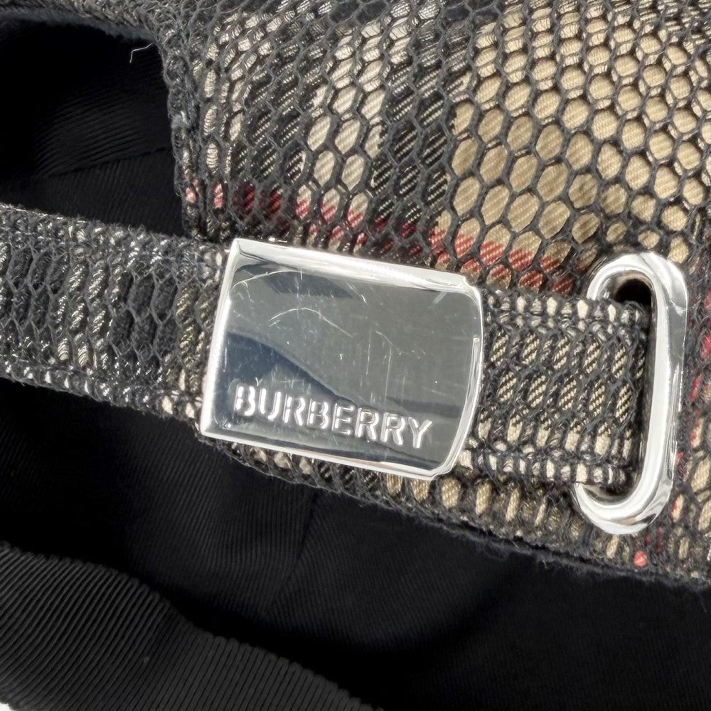 BURBERRY バーバリー キャップ ノバチェック メッシュ 帽子 ファッションアイテム アパレル Lサイズ 8065590 ポリエステル ブラック 黒 ベージュ シルバー金具 メンズ【中古品】