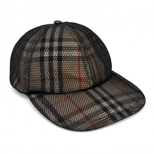 BURBERRY バーバリー キャップ ノバチェック メッシュ 帽子 ファッションアイテム アパレル Lサイズ 8065590 ポリエステル ブラック 黒 ベージュ シルバー金具 メンズ【中古品】