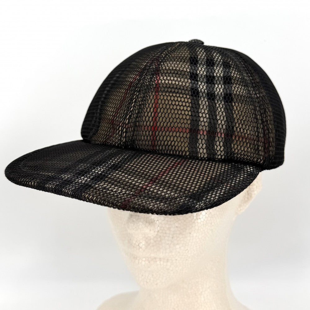 BURBERRY バーバリー キャップ ノバチェック メッシュ 帽子 ファッションアイテム アパレル Lサイズ 8065590 ポリエステル ブラック 黒 ベージュ シルバー金具 メンズ【中古品】