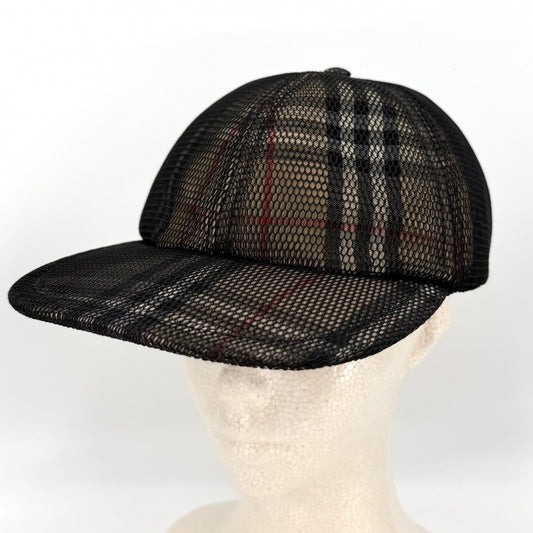 BURBERRY バーバリー キャップ ノバチェック メッシュ 帽子 ファッションアイテム アパレル Lサイズ 8065590 ポリエステル ブラック 黒 ベージュ シルバー金具 メンズ【中古品】