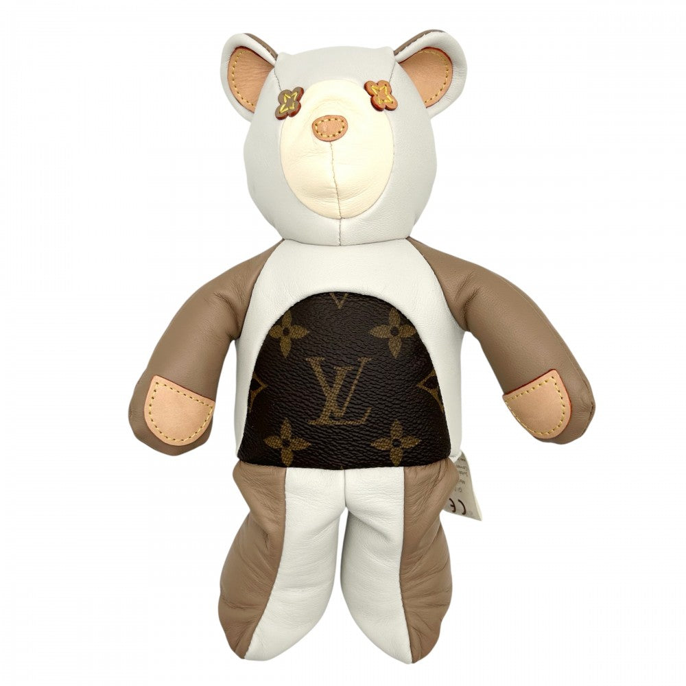 LOUIS VUITTON ルイヴィトン 雑貨 テディベア ドゥドゥ・ルイ ぬいぐるみ インテリア 小物 メンズ レディース GI0142 レザー プラッシュ ベージュ ブラウン 茶 ユニセックス【中古品】
