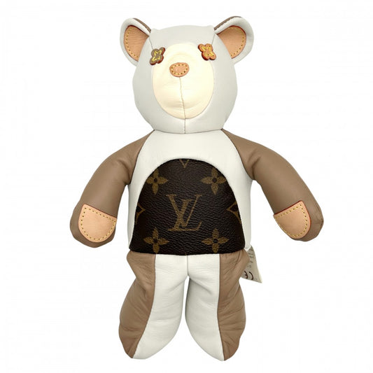 【開店SALE】 LOUIS VUITTON ルイヴィトン 雑貨 テディベア ドゥドゥ・ルイ ぬいぐるみ インテリア 小物 メンズ レディース GI0142 レザー プラッシュ ベージュ ブラウン 茶 ユニセックス【中古品】