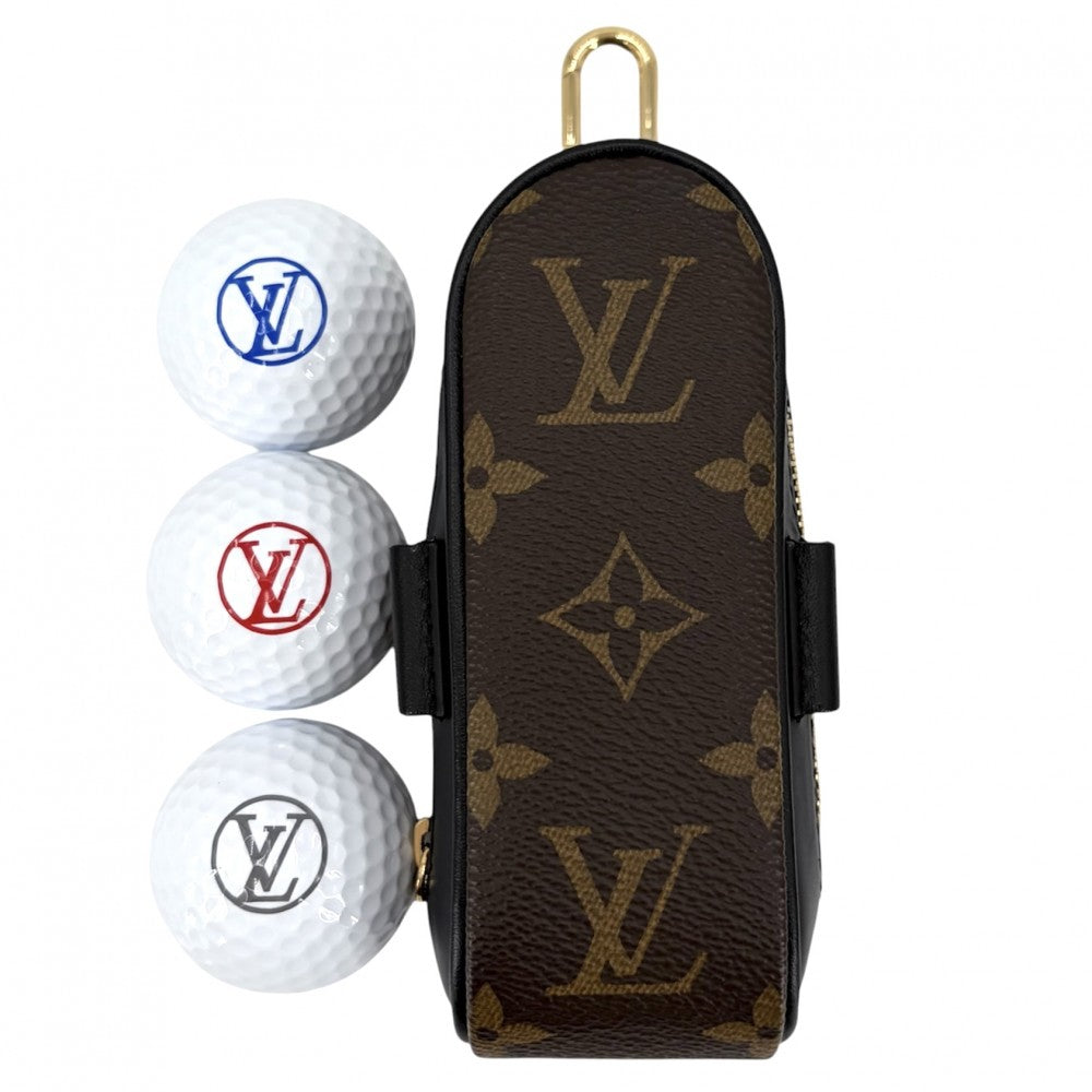 LOUIS VUITTON ルイヴィトン 雑貨 モノグラムマカサー セットゴルフ・アンドリュース ゴルフ用品 ゴルフボール ゴルフセット 小物 GI0826 ブラック 黒 ブラウン 茶 シルバー金具 ユニセックス【中古品】