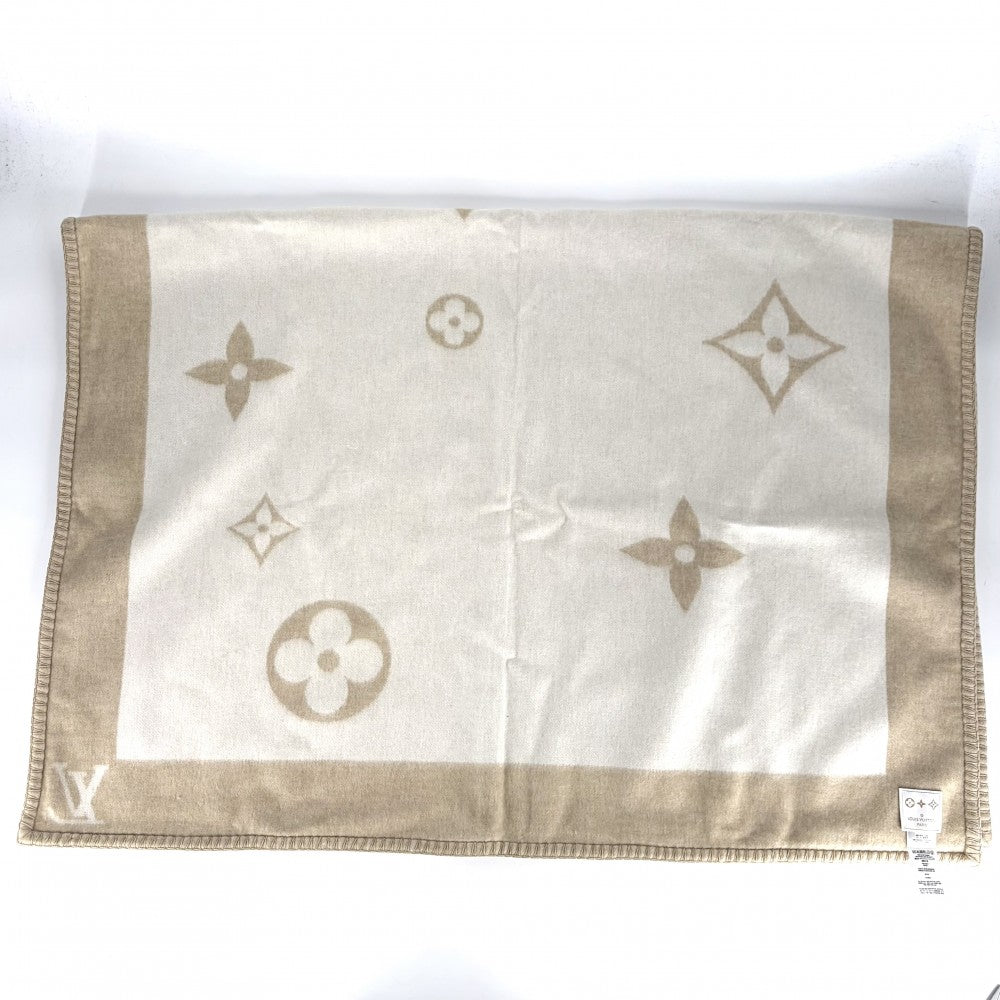 LOUIS VUITTON ルイヴィトン 雑貨 モノグラム ブランケット 毛布 ウール カシミヤ ベージュ アイボリー ユニセックス【中古品】