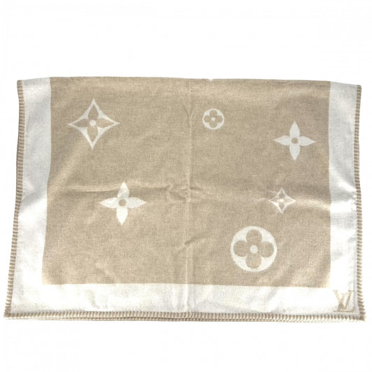LOUIS VUITTON ルイヴィトン 雑貨 モノグラム ブランケット 毛布 ウール カシミヤ ベージュ アイボリー ユニセックス【中古品】