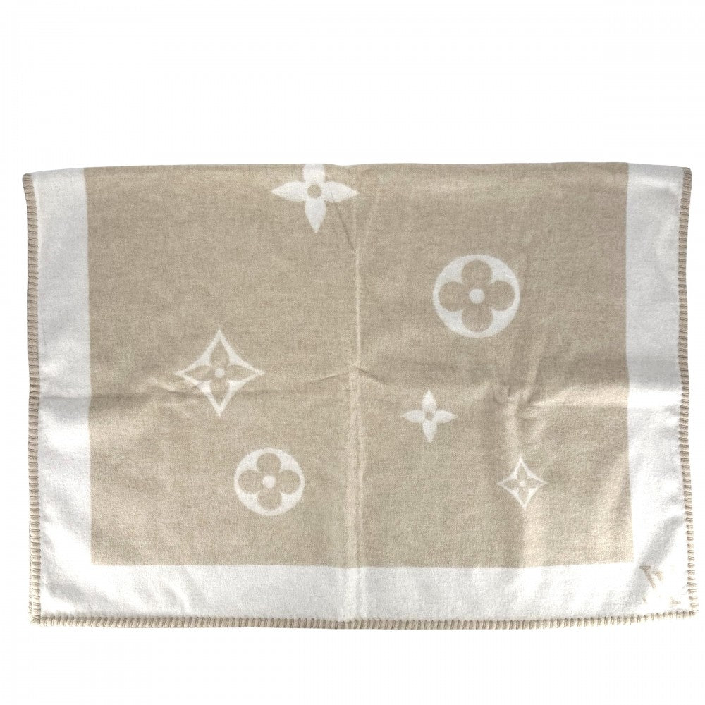 LOUIS VUITTON ルイヴィトン 雑貨 モノグラム ブランケット 毛布 ウール カシミヤ ベージュ アイボリー ユニセックス【中古品】