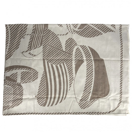 【開店SALE】 HERMES エルメス ファッション雑貨 PLAID THALASSA ストール ブランケット ファッションアイテム 大判 冬 ウール ブラウン 茶 ベージュ レディース【中古品】