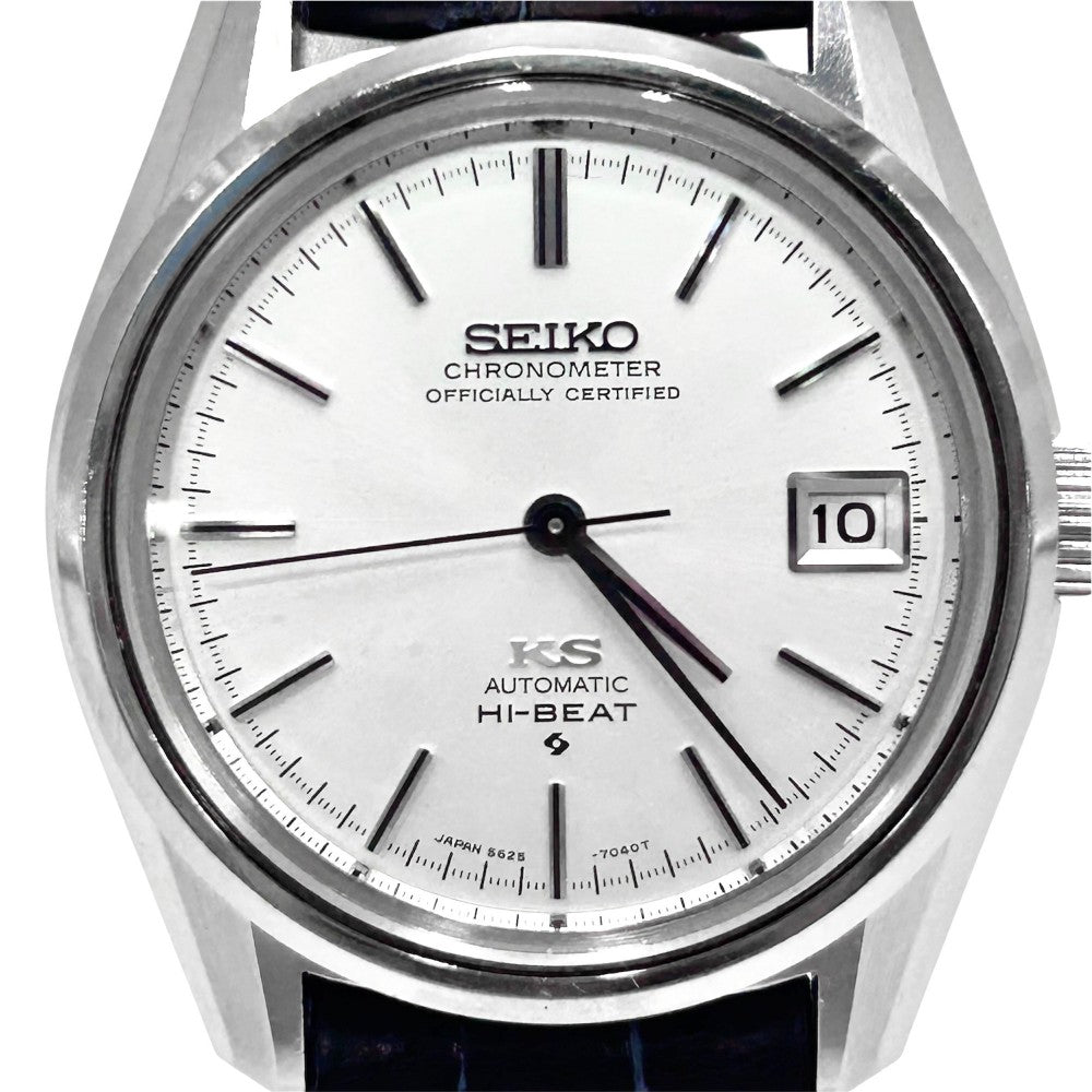 SEIKO セイコー 腕時計 キングセイコー ハイビート クロノメーター AT ホワイト文字盤 SS 5625-7040 自動巻き ステンレススチール ホワイト 白 ネイビー 紺 メンズ【中古品】