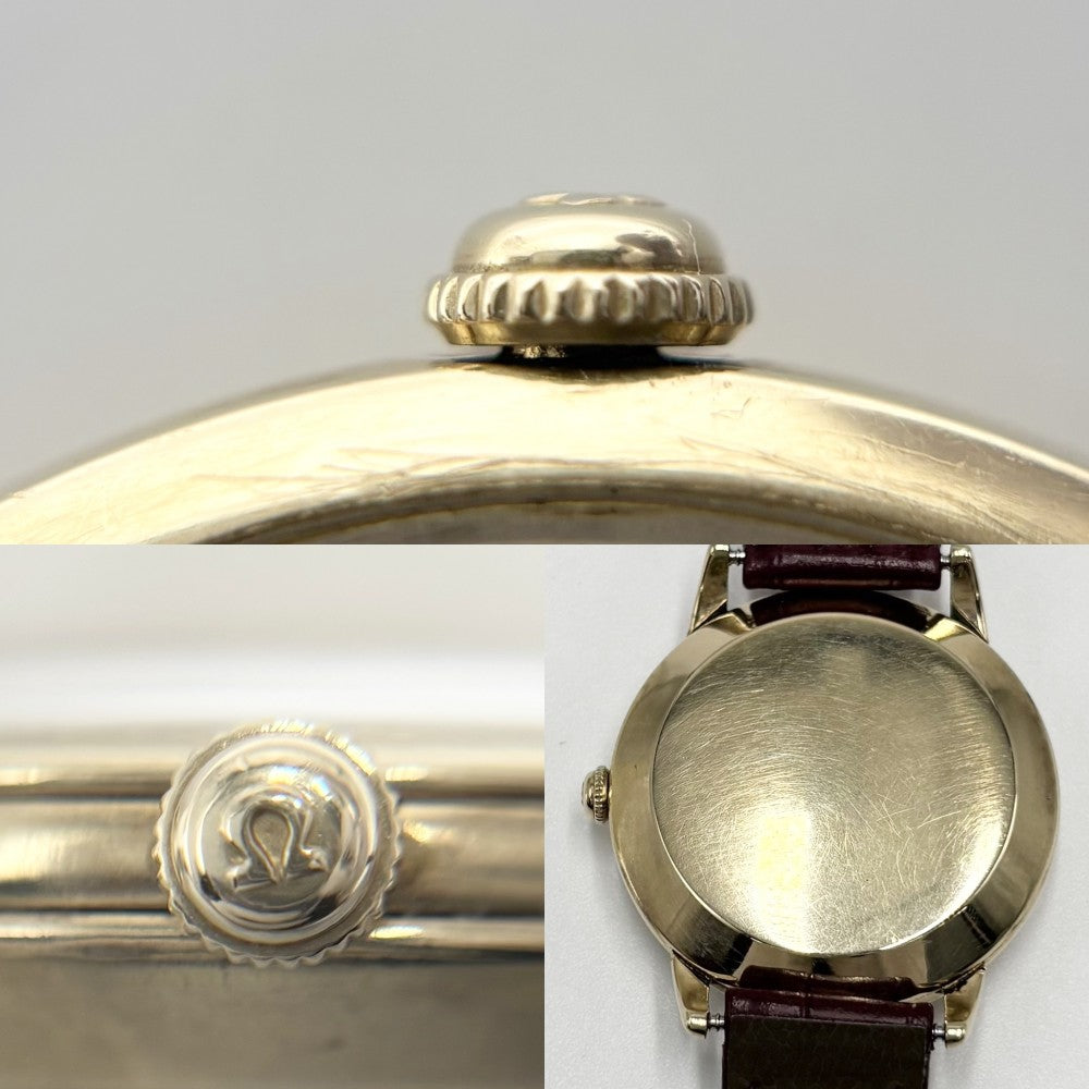 OMEGA オメガ 腕時計 ハーフローター スモールセコンド AT シルバー文字盤 F621﻿2 自動巻き ステンレススチール レザー シルバー ブラウン 茶 ゴールド金具 メンズ【中古品】