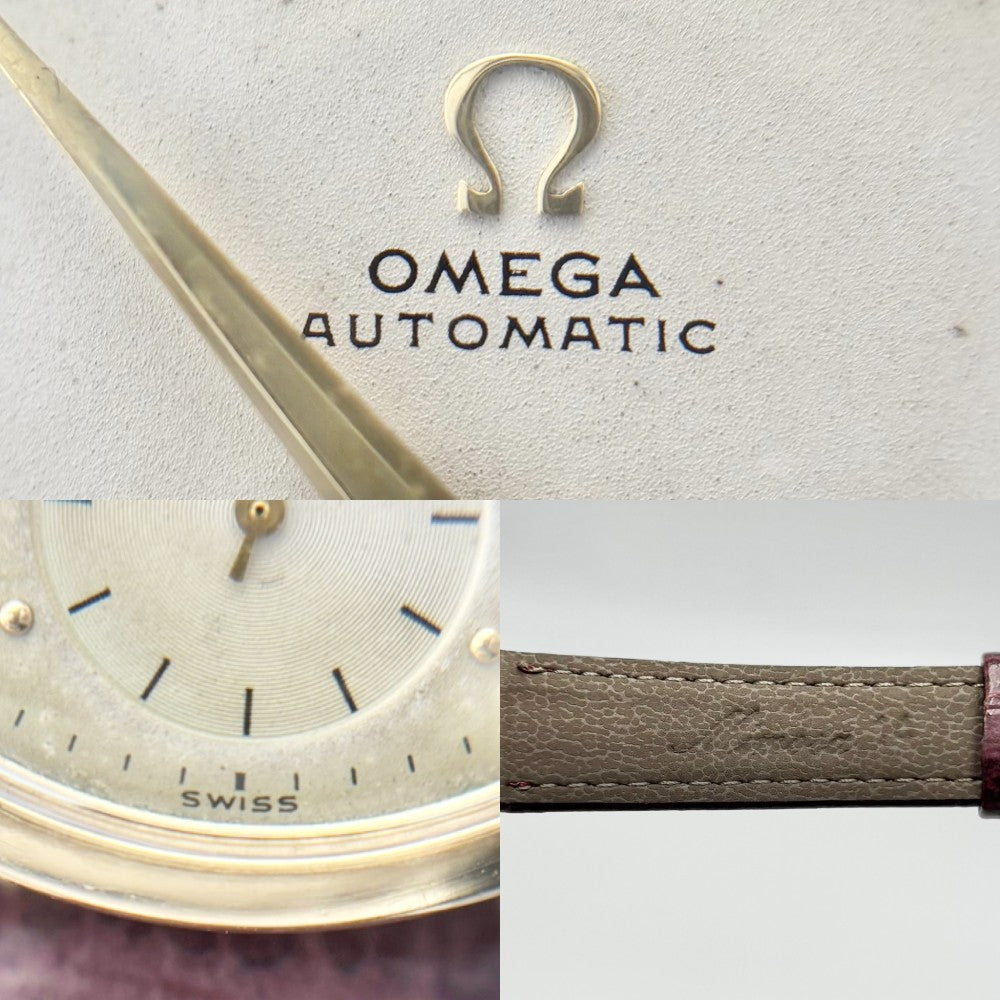 OMEGA オメガ 腕時計 ハーフローター スモールセコンド AT シルバー文字盤 F621﻿2 自動巻き ステンレススチール レザー シルバー ブラウン 茶 ゴールド金具 メンズ【中古品】