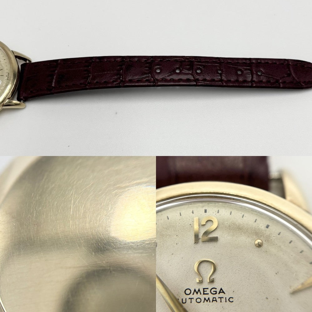 OMEGA オメガ 腕時計 ハーフローター スモールセコンド AT シルバー文字盤 F621﻿2 自動巻き ステンレススチール レザー シルバー ブラウン 茶 ゴールド金具 メンズ【中古品】