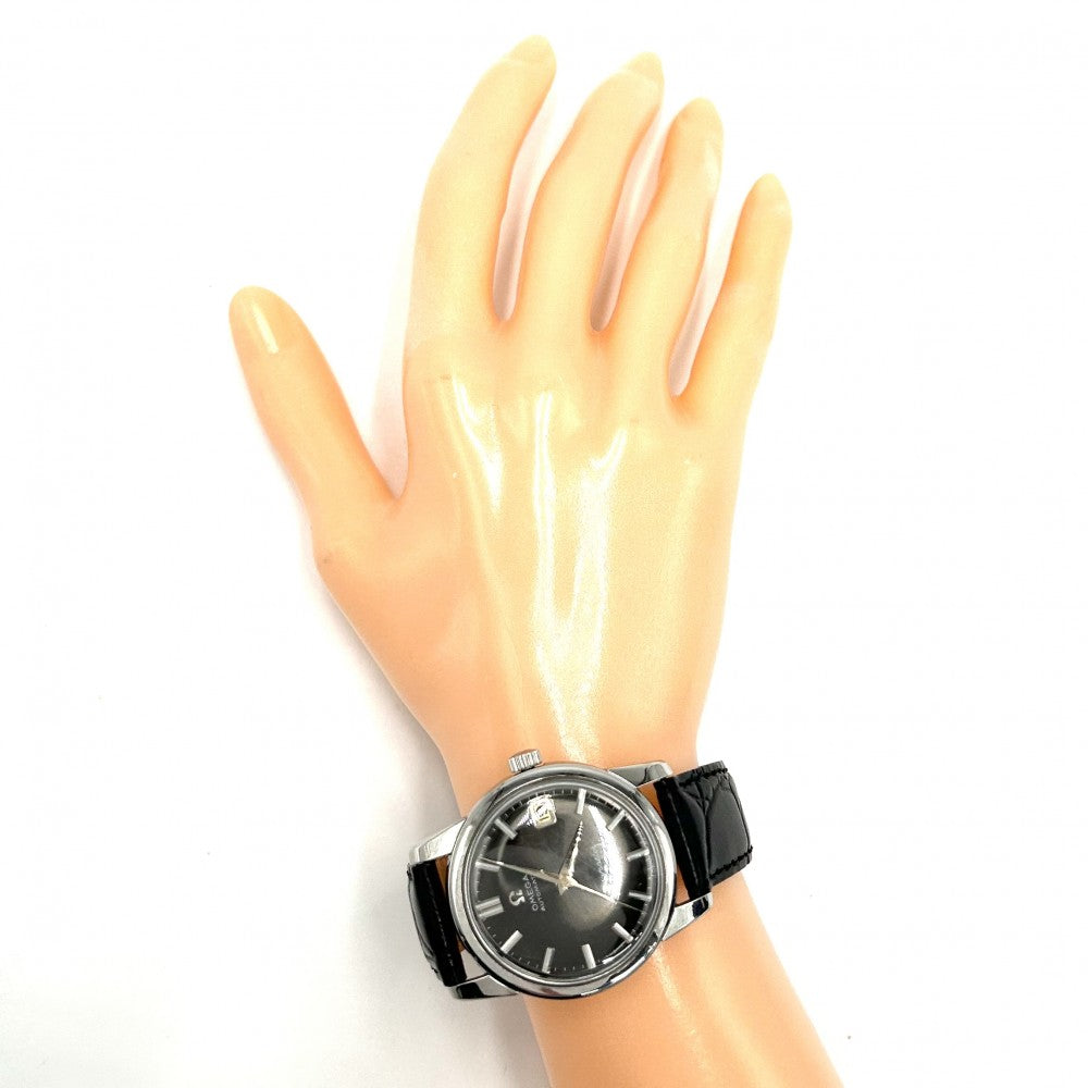 OMEGA オメガ 腕時計 シーマスター cal.503 デイト AT ブラック文字盤 2849-1SC 自動巻き ステンレススチール レザー ブラック 黒 シルバー金具 メンズ【中古品】