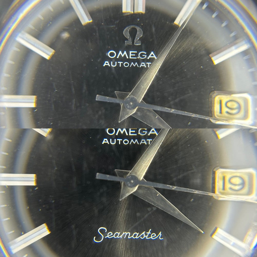 OMEGA オメガ 腕時計 シーマスター cal.503 デイト AT ブラック文字盤 2849-1SC 自動巻き ステンレススチール レザー ブラック 黒 シルバー金具 メンズ【中古品】