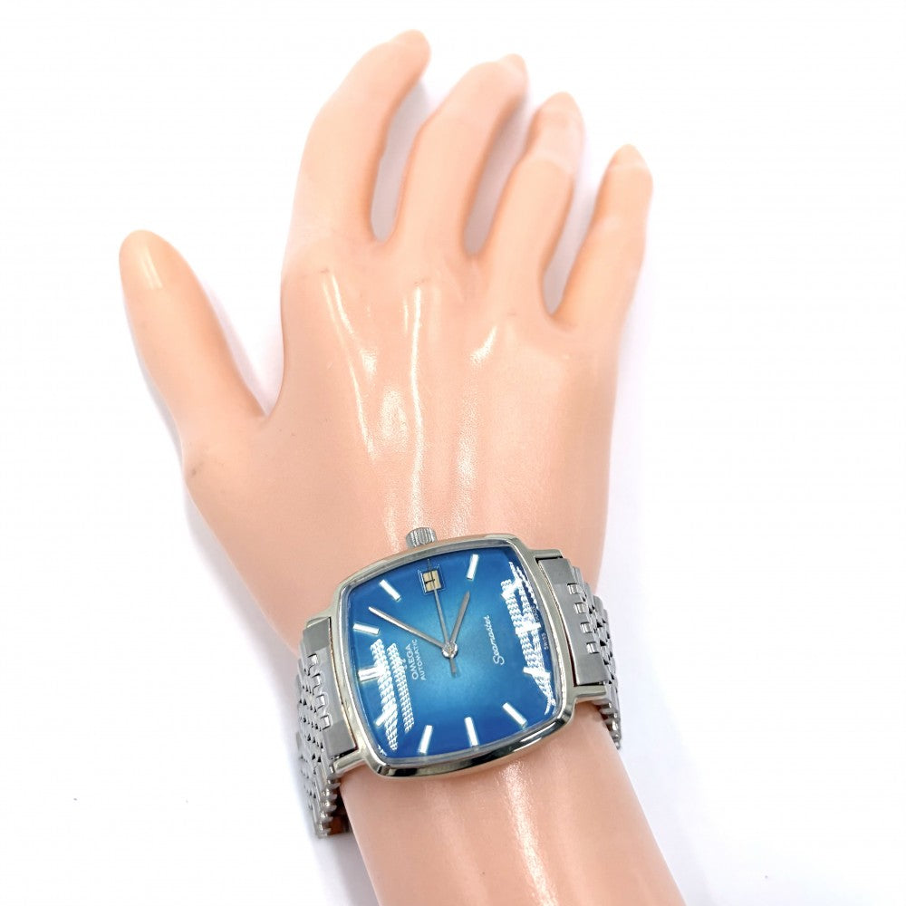 【開店SALE】 OMEGA オメガ 腕時計 シーマスター スクエア デイト AT ブルー文字盤 SS ヴィンテージ Cal.1010 162.006 自動巻き ステンレススチール シルバー メンズ【中古品】