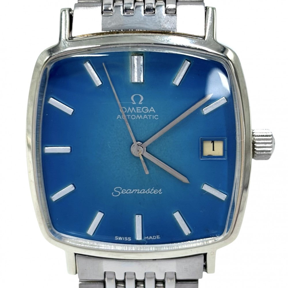 【開店SALE】 OMEGA オメガ 腕時計 シーマスター スクエア デイト AT ブルー文字盤 SS ヴィンテージ Cal.1010 162.006 自動巻き ステンレススチール シルバー メンズ【中古品】