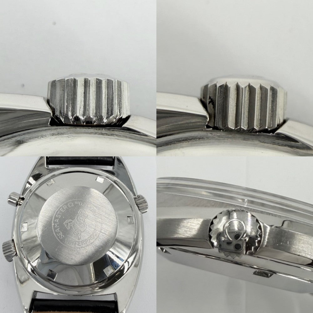 OMEGA オメガ 腕時計 シーマスター cal.865 クロノストップ MT インナーベゼル ブラック文字盤 145.008 手巻き ステンレススチール レザー ブラック 黒 シルバー金具 メンズ【中古品】