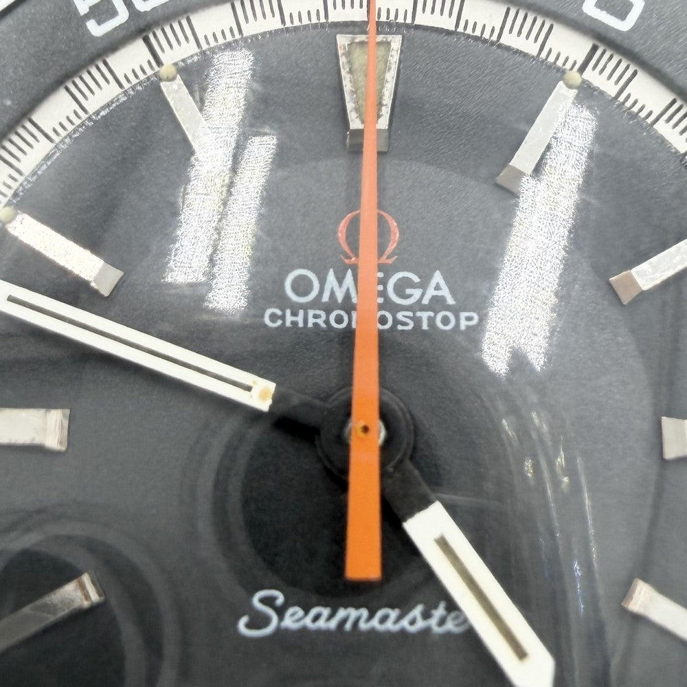 OMEGA オメガ 腕時計 シーマスター cal.865 クロノストップ MT インナーベゼル ブラック文字盤 145.008 手巻き ステンレススチール レザー ブラック 黒 シルバー金具 メンズ【中古品】
