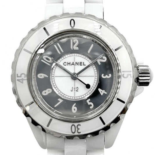 CHANEL シャネル 腕時計 J12 ミラー 33MM 白文字盤 QZ H4861 クオーツ セラミック ホワイト 白 メンズ【中古品】