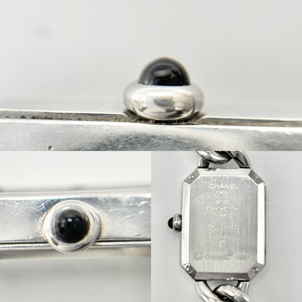 【開店SALE】 CHANEL シャネル 腕時計 チェーン プルミエールM ウォッチ 黒文字盤 H0452-M クオーツ ステンレススチール シルバー レディース【中古品】
