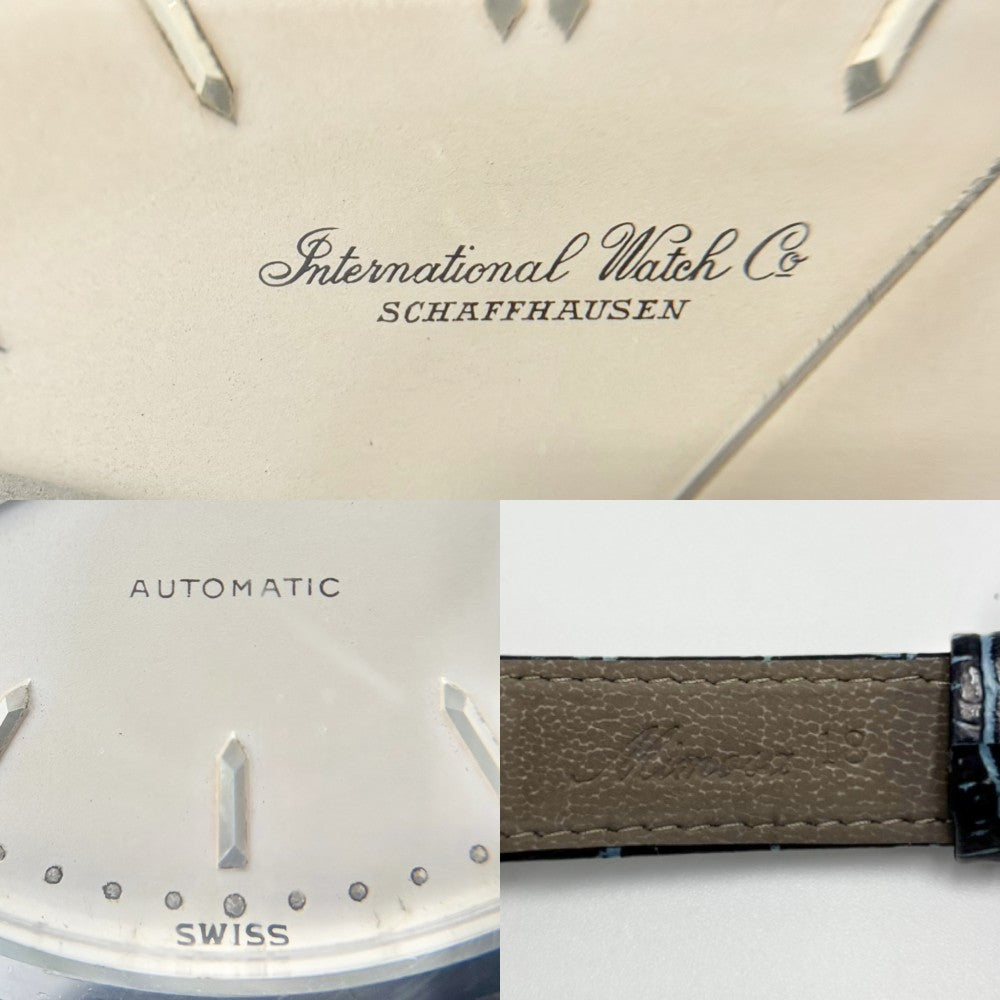 IWC SCHAFFHAUSEN アイダブリューシー シャフハウゼン 腕時計 オールドインター AT シルバー文字盤 メンズウォッチ SS Cal.89 自動巻き ステンレススチール レザー シルバー ネイビー 紺 メンズ【中古品】