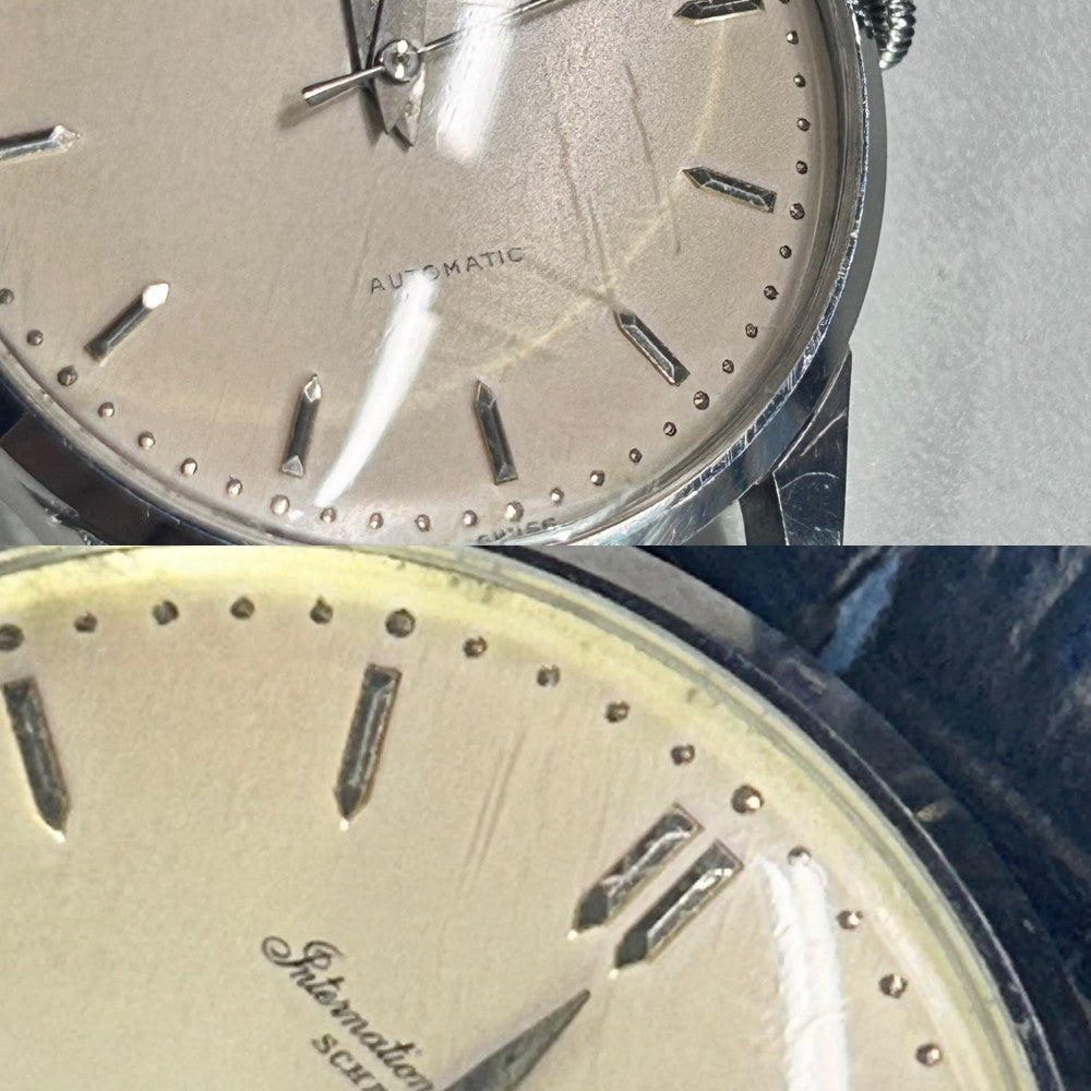 IWC SCHAFFHAUSEN アイダブリューシー シャフハウゼン 腕時計 オールドインター AT シルバー文字盤 メンズウォッチ SS Cal.89 自動巻き ステンレススチール レザー シルバー ネイビー 紺 メンズ【中古品】