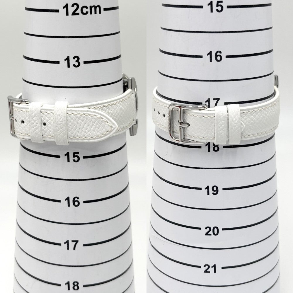 【開店SALE】 HERMES エルメス 腕時計 Hウォッチ ロンド ギョーシェ文字盤 革ベルト 電池式 HR1.510 クオーツ レザー ステンレススチール ホワイト 白 シルバー ユニセックス 2007年【中古品】