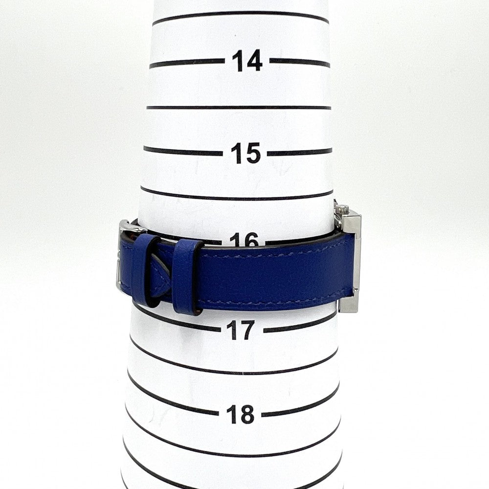 【開店SALE】 HERMES エルメス 腕時計 Hウォッチ ホワイト文字盤 H WATCH 革ベルト 電池式 HH1.201 クオーツ レザー ステンレススチール ブルー 青 シルバー レディース 2016年【中古品】