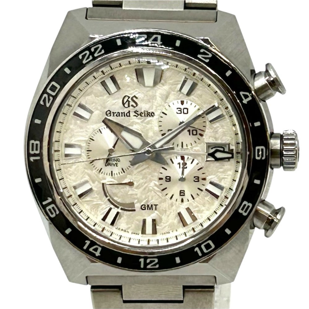 【開店SALE】 SEIKO セイコー 腕時計 グランドセイコー スポーツコレクション スプリングドライブ クロノグラフ GMT ホワイト文字盤 9R86-0AN0 自動巻き チタン ブラック 黒 メンズ【中古品】