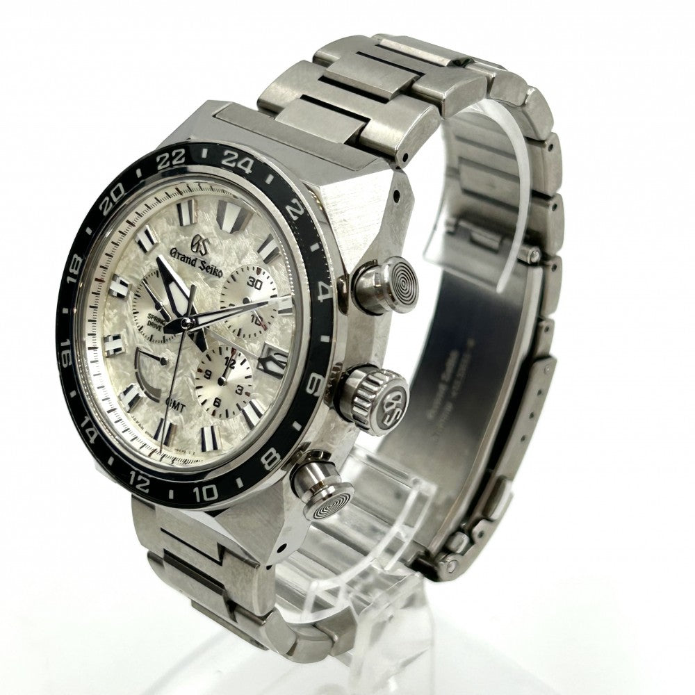 【開店SALE】 SEIKO セイコー 腕時計 グランドセイコー スポーツコレクション スプリングドライブ クロノグラフ GMT ホワイト文字盤 9R86-0AN0 自動巻き チタン ブラック 黒 メンズ【中古品】