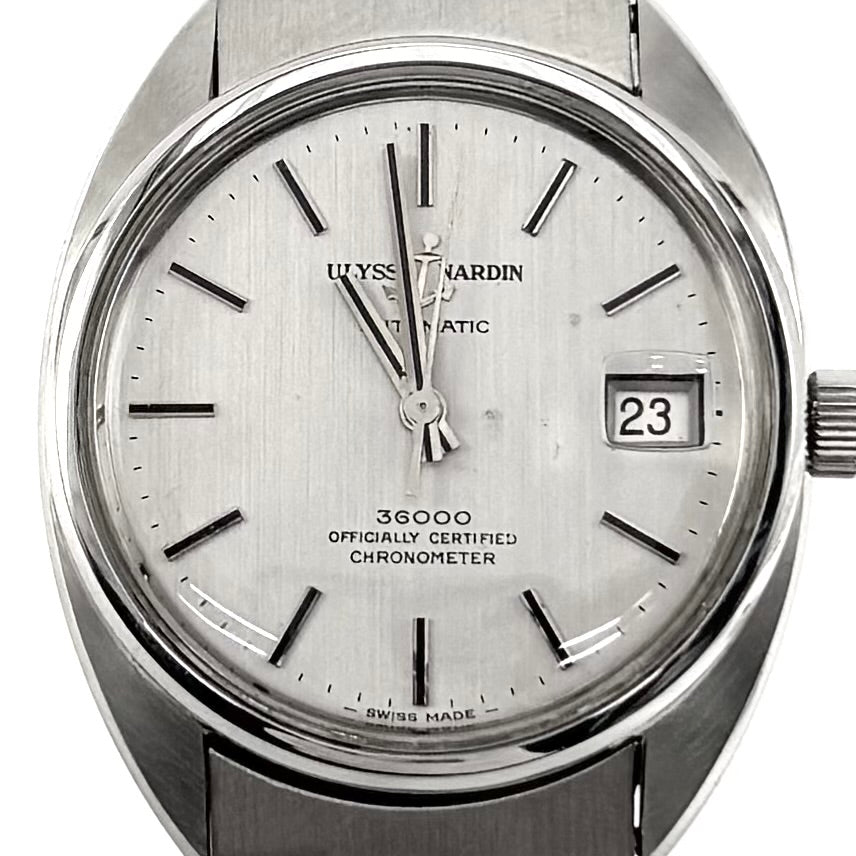 【開店SALE】 Ulysse Nardin ユリス・ナルダン 腕時計 Hi-Beat 36000 クロノメーター スクリューバック デイト AT 自動巻き ステンレススチール シルバー メンズ【中古品】