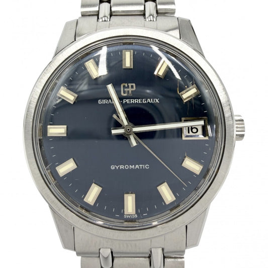 腕時計 ジラールぺルゴ ジャイロマティック　Gyromatic AT ネイビー文字盤 Girard Perregaux メンズウォッチ Cal.460.241 デイト 自動巻き ステンレススチール シルバー メンズ【中古品】